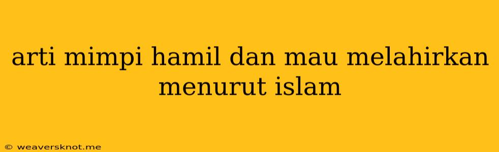 Arti Mimpi Hamil Dan Mau Melahirkan Menurut Islam