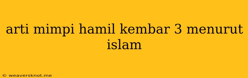 Arti Mimpi Hamil Kembar 3 Menurut Islam