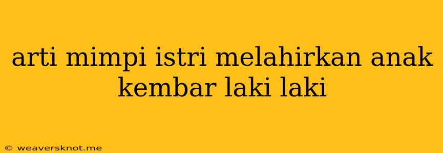 Arti Mimpi Istri Melahirkan Anak Kembar Laki Laki