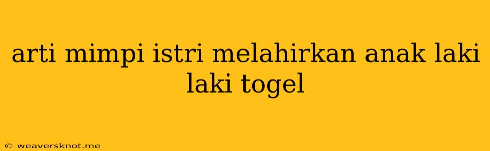 Arti Mimpi Istri Melahirkan Anak Laki Laki Togel