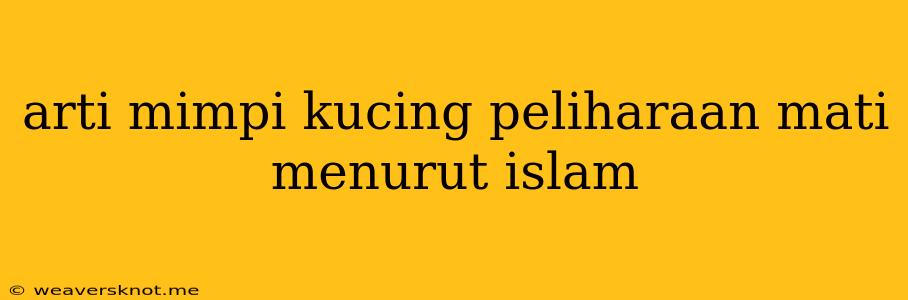 Arti Mimpi Kucing Peliharaan Mati Menurut Islam