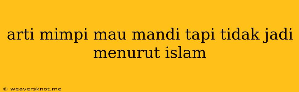 Arti Mimpi Mau Mandi Tapi Tidak Jadi Menurut Islam