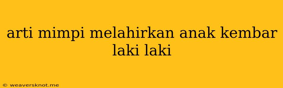 Arti Mimpi Melahirkan Anak Kembar Laki Laki