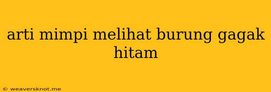 Arti Mimpi Melihat Burung Gagak Hitam