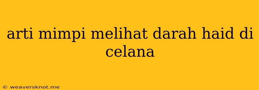 Arti Mimpi Melihat Darah Haid Di Celana