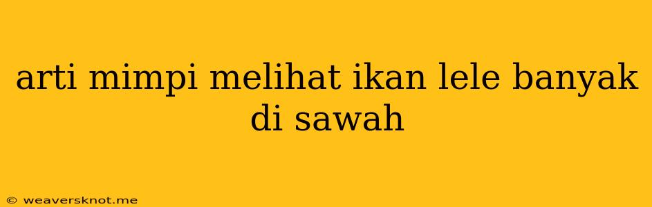 Arti Mimpi Melihat Ikan Lele Banyak Di Sawah