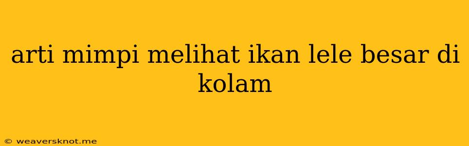 Arti Mimpi Melihat Ikan Lele Besar Di Kolam