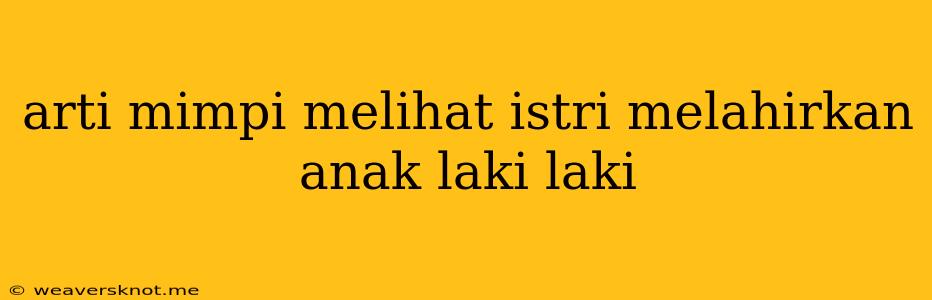 Arti Mimpi Melihat Istri Melahirkan Anak Laki Laki