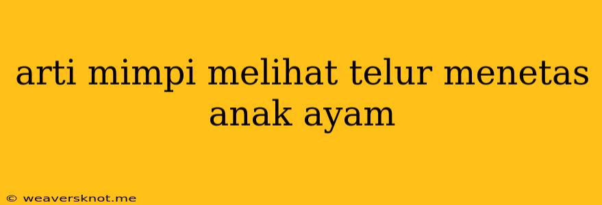 Arti Mimpi Melihat Telur Menetas Anak Ayam