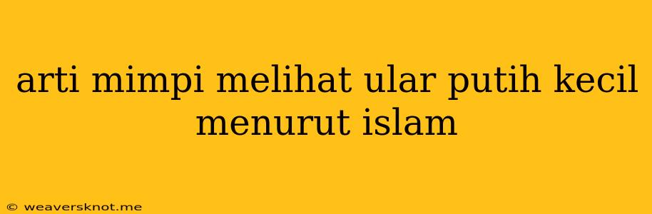 Arti Mimpi Melihat Ular Putih Kecil Menurut Islam