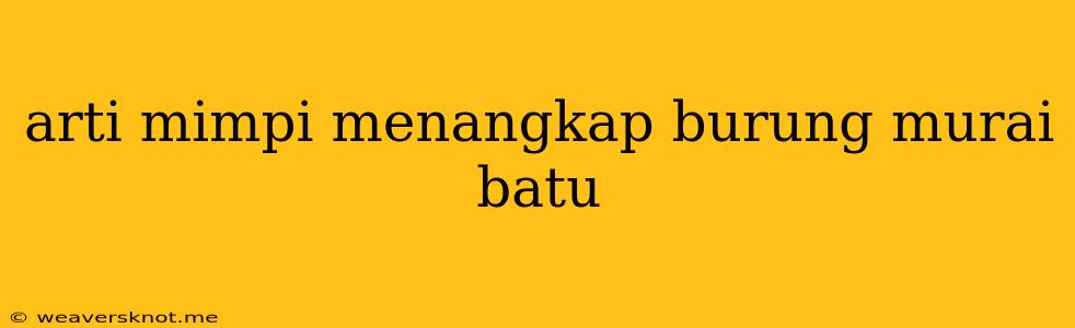 Arti Mimpi Menangkap Burung Murai Batu