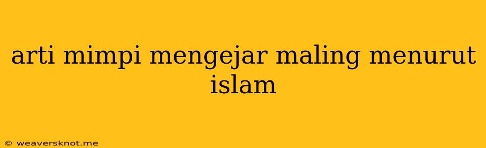 Arti Mimpi Mengejar Maling Menurut Islam