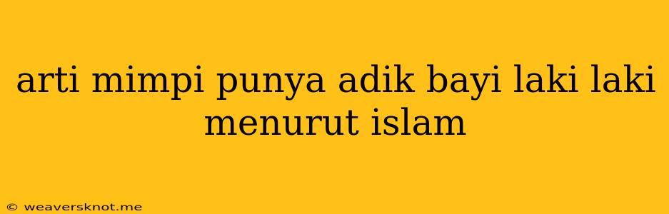 Arti Mimpi Punya Adik Bayi Laki Laki Menurut Islam