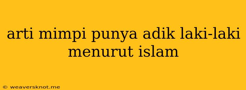 Arti Mimpi Punya Adik Laki-laki Menurut Islam