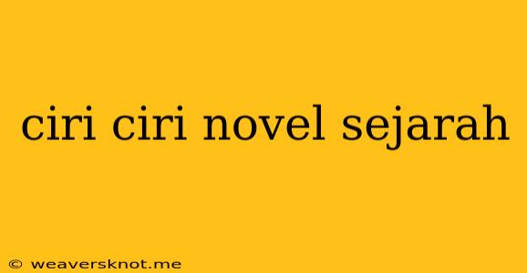 Ciri Ciri Novel Sejarah