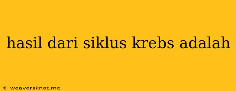 Hasil Dari Siklus Krebs Adalah