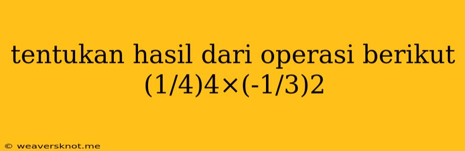 Tentukan Hasil Dari Operasi Berikut (1/4)4×(-1/3)2